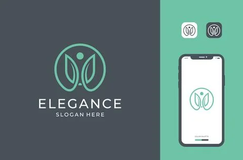 Rounded flower logo design Stock Illustration