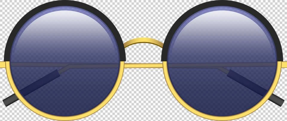 Rounded frames with dark lenses and gold details provide protection and a v.. Stock Illustration