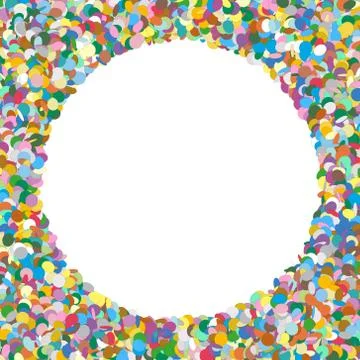 Rounded Free Text Area Formed of Colorful Confetti - Dots, Polka Dots, Points Stock Illustration