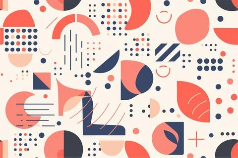 Rounded geometric shapes seamless pattern. Memphis color funky cartoon isolated Stock-Illustration