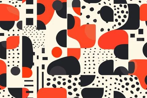 Rounded geometric shapes seamless pattern. Memphis color funky cartoon isolated Stock Illustration