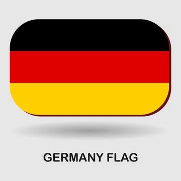 Rounded German flag with bold black, red, and gold stripes and shadowed fra.. Stock Illustration