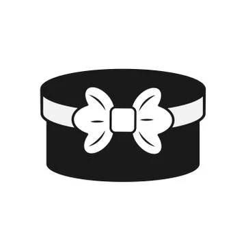 Rounded gift box with bow, black web flat icon. vector illustration Stock Illustration