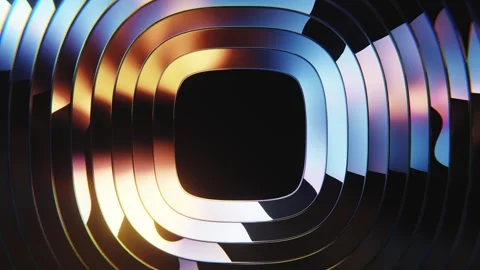 Rounded glass loop background with neon colorful reflective frame. Stock Footage 347198224