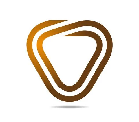 Rounded golden triangle made of two lines Stock Illustration