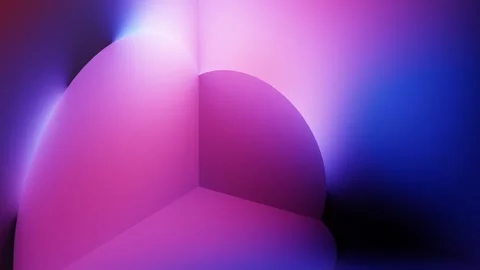 Rounded gradient form rotating through vivid colored light loop Stock Footage 347806417