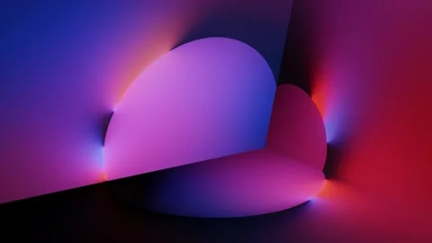 Rounded gradient forms glowing in colorful seamless loop Stock Footage 347806460