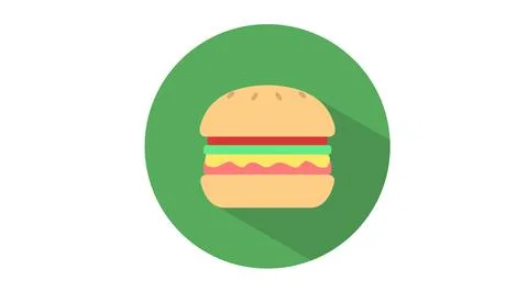Rounded Green Burger Icon or Sign Stock Illustration