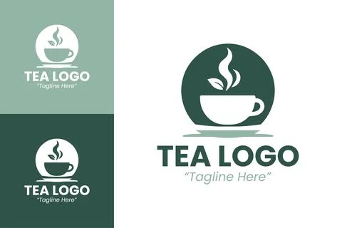 Rounded Green Tea Logo with Leaf and Circle Background for Natural Brands Stock-Illustration
