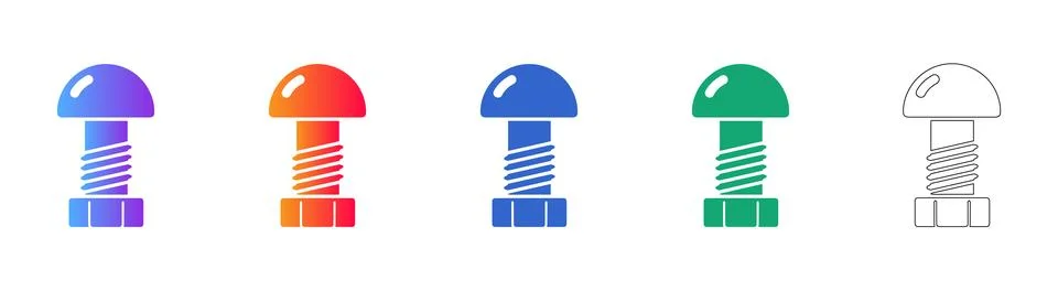 Rounded Head Bolt Fastener Vector Icon Pack Ilustración de archivo
