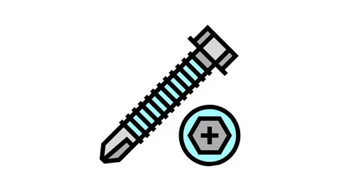 Rounded head screw color icon animation Vídeo Stock 165064796