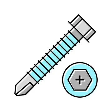 Rounded head screw color icon vector illustration Stock Illustration