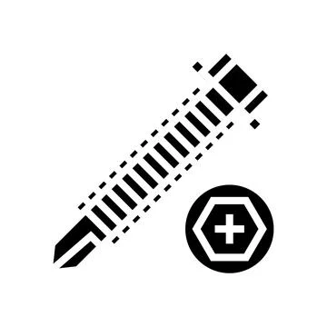 Rounded head screw glyph icon vector illustration Stock Illustration