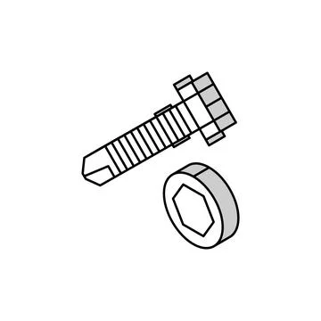Rounded head screw isometric icon vector illustration Stock Illustration