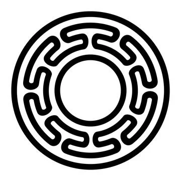 Rounded hexafoil meander pattern, disk with Greek key pattern 스톡 일러스트