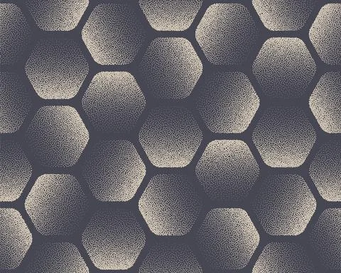 Rounded Hexagon Stippled Seamless Pattern Geometrical Vector Abstract Background Stock Illustration