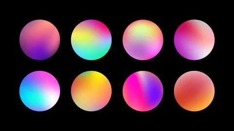 Rounded holographic gradient sphere button Stock Illustration