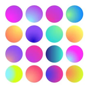 Rounded holographic gradient sphere. Multicolor green purple yellow orange pink Illustrazione stock