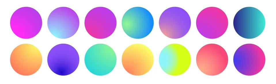 Rounded holographic gradient sphere. Multicolor green purple yellow orange pink Stockillustratie