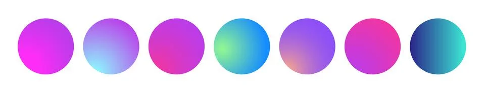 Rounded holographic gradient sphere. Multicolor green purple yellow orange pink Stock Illustration