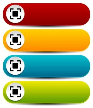 Rounded horizontal buttons in several colors with simple target mark or gener イラスト素材