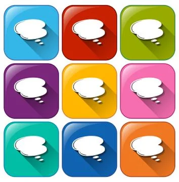 Rounded icons with an empty cloud callout Illustrazione stock