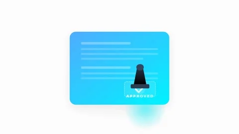 Rounded Insurance Claims Document with Glowing Approved Stamp Press Animation Видео 346202064