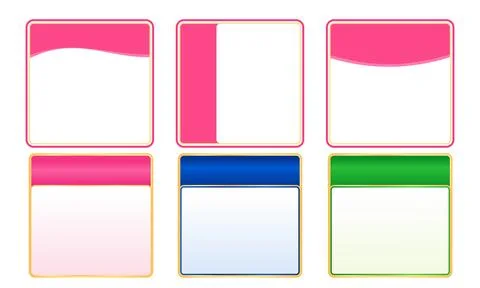 Rounded label frame collection with colorful banner border templates 库存插图