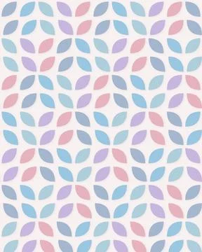Rounded leaf elements create a balanced pastel mosaic in blue, pink, violet.. イラスト素材