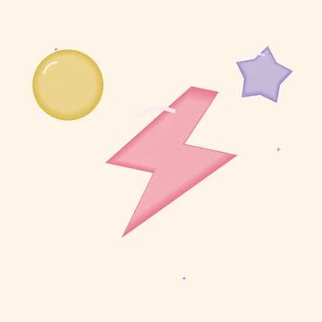 Rounded lightning bolt with playful bubbles. Gummy inspired abstract vector o Illustrazione stock