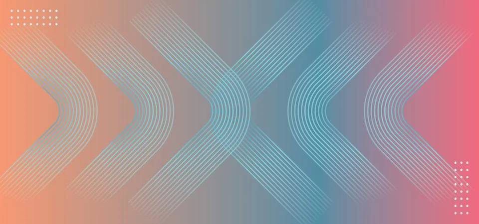 Rounded lines isolated on orange blue gradient background Stock Illustration