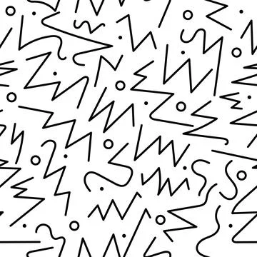 Rounded lines pattern memphis lines seamless texture Stock Illustration