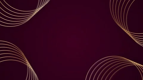 Rounded lines shimmer with golden light on a dark red background with free space Stock Footage 280002953
