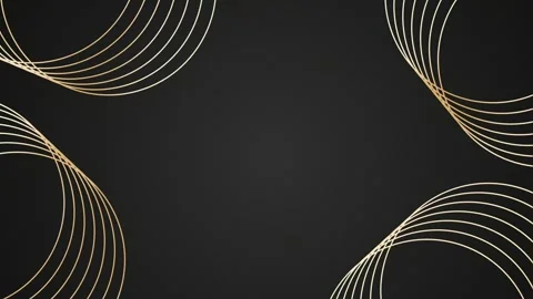 Rounded lines shimmer with golden light on a dark gray background with free Stock Footage 280698799