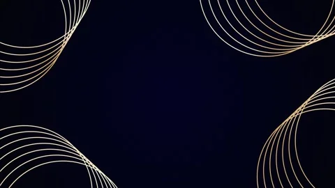 Rounded lines shimmer with golden light on a dark blue background with free Stock Footage 281789296