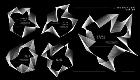 Rounded lines wave abstract border design template. Line circle abstract border. Stock Illustration