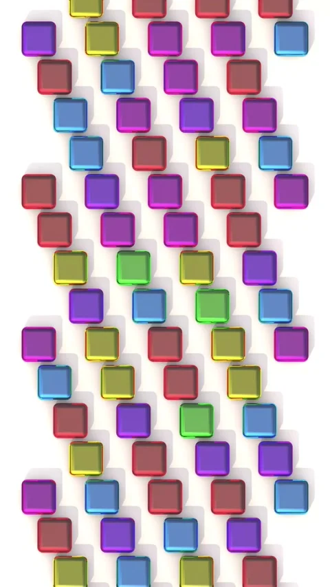 Rounded metal cubic figures change colors quickly, 3D animation. Stock Footage 272477101