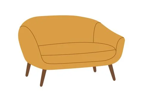 Rounded modern sofa. Flat vector furniture illustration for interior design Stock Illustration