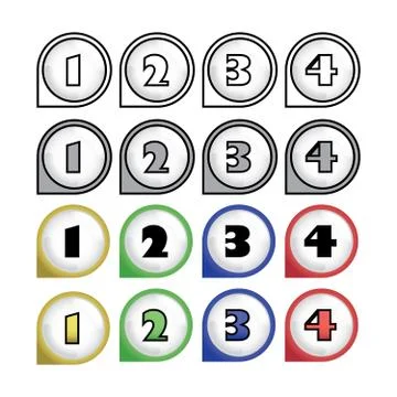 Rounded multicolor pointers with numbers - isolated illustration Stock Illustration