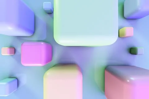 Rounded multicolored cubes. Abstract background Stock Illustration