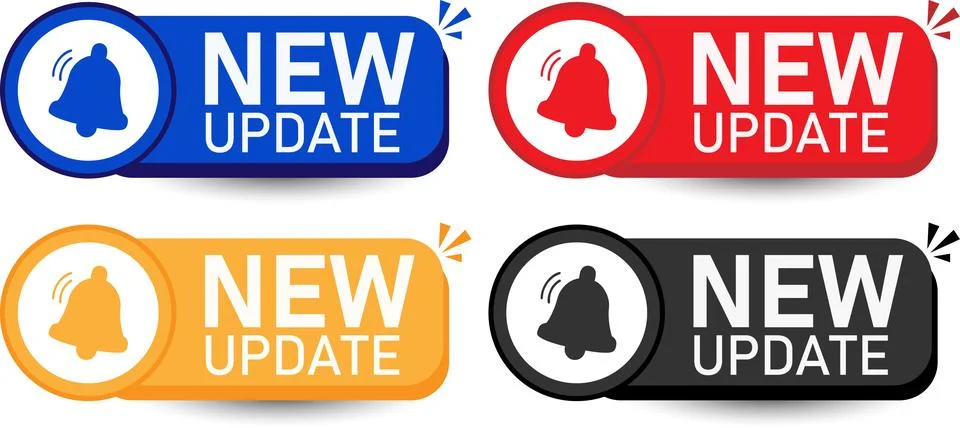 Rounded New Update Notification Labels for Professional Web Interface Design Ilustração Stock