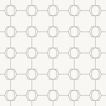 Rounded octagon nodes in grid seamless pattern in minimal line design, geometric Stock Illustration