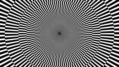 Rounded Optical Illusion. Black and White Striped Hypnotic Horizontal Background Stock Illustration