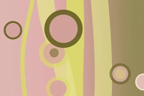 Rounded outlines and flowing vertical bands combine dusty pink, olive, yell.. Ilustración de archivo