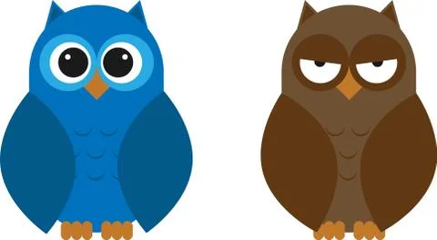 Rounded Owl Set Stock Illustration