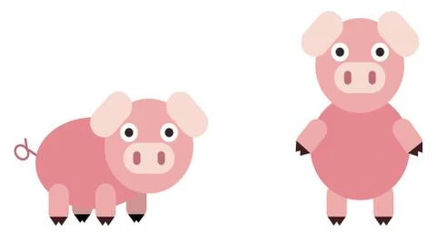 Rounded Pig Set Stock Illustration