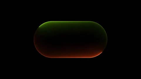 Rounded pill shape neon gradient glowing border orange green dark background. Stock Footage 346629870