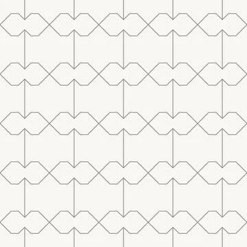 Rounded polygon connectors in horizontal rows seamless pattern in minimal line イラスト素材