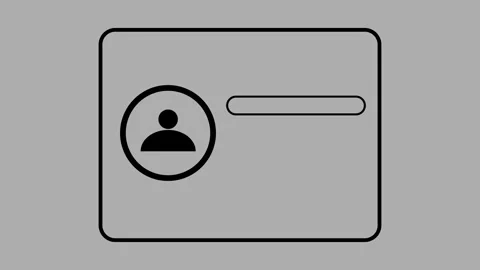 Rounded rectangle card showing black circular user icon, interface design f.. Stock Footage 321582957