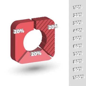 Rounded rectangle chart for infographics Stock Illustration